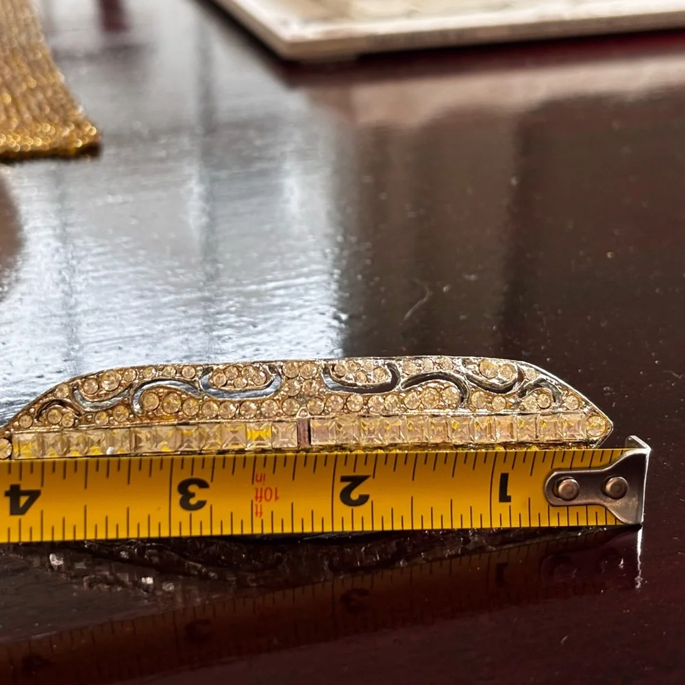 Vintage rhinestone crystal silver tone hair clip made in France